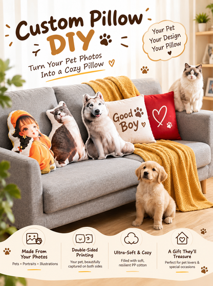 Custom Pet Stuffed Pillow – Personalized Pet Pillow From Your Photo